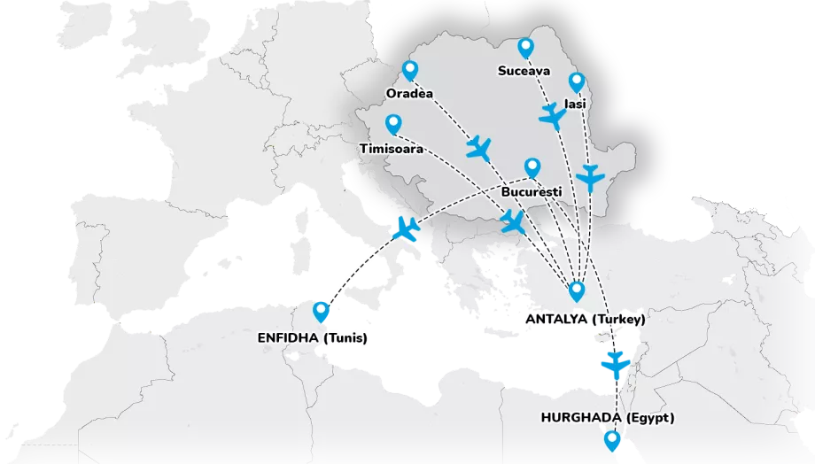 Fly lili - mapa dojazdu z Rumunii