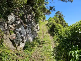 Znak na skale, trilho Ponta Ruiva-Cedros