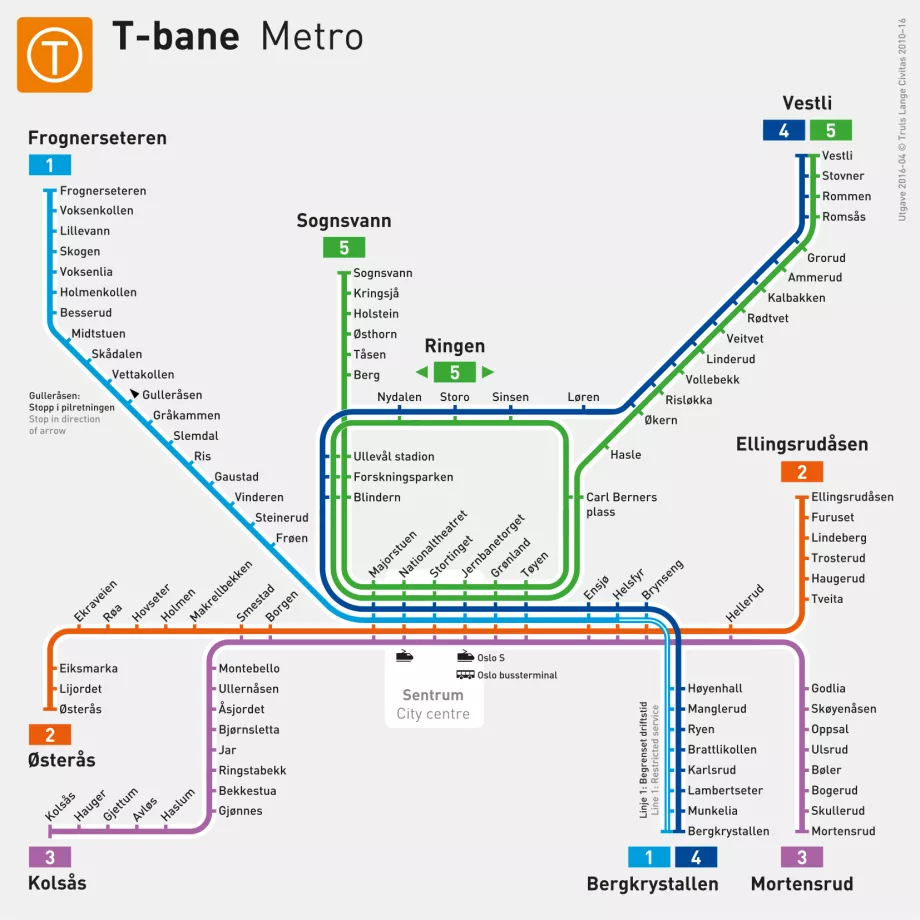 Mapa metra w Oslo