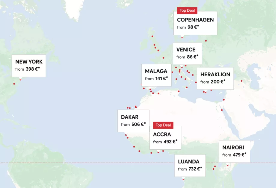 Mapa tras Brussels Airlines