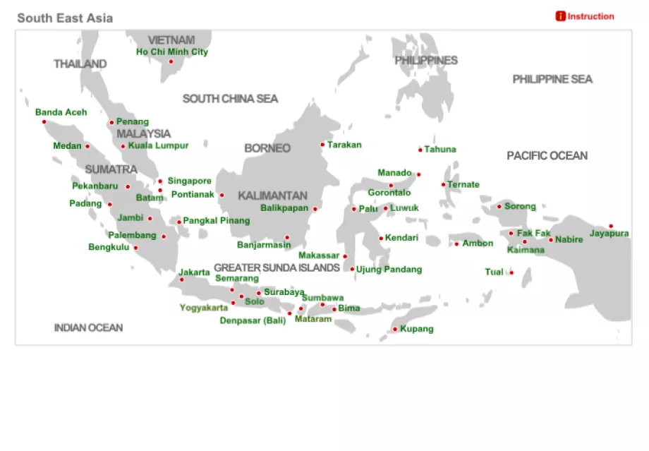 Mapa trasy Lion Air