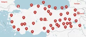 Turkish Airlines - mapa tras krajowych