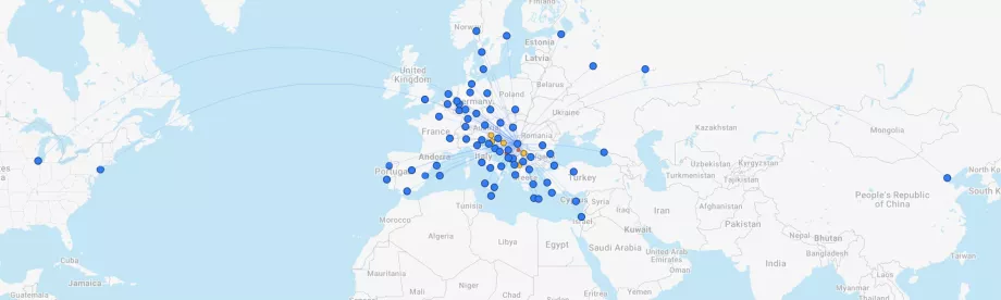 Mapa trasy Air Serbia