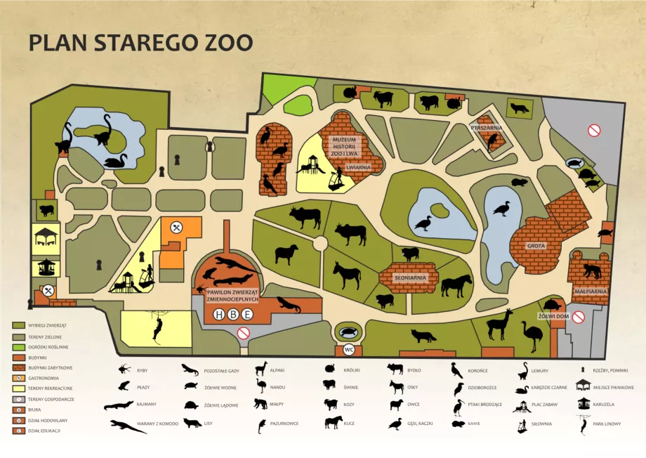 Mapa starego zoo w Poznaniu